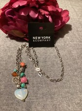 New York And Company Silver Toned Multicolor Charms Long Fashion Necklace 35.99