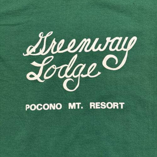Vintage Greenway Lodge Pocono Mountains Pennsylvania Resort T Shirt Size S Green - Picture 2 of 6