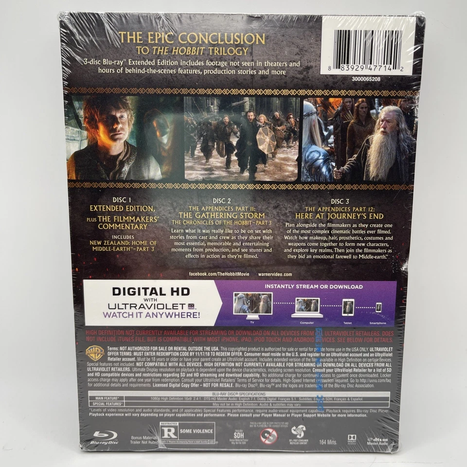 The Hobbit: the Battle of the Five Armies (Extended Edition) (Blu-ray, 2014) - Image 2 of 4