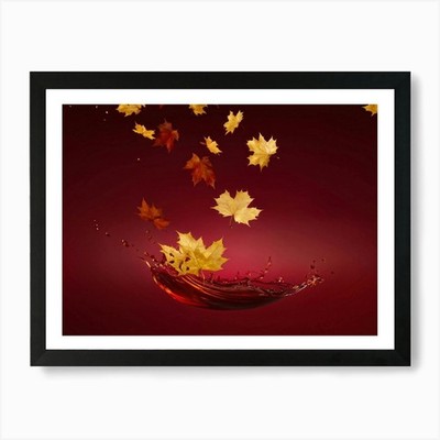 Herbstlicher Farbverlauf Spritzübergang gerahmtes Wandbild Poster Leinwanddruck Bild