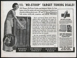 1937 Canadian Rogers De Forest & Majestic Radio ad No stoop tuning