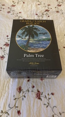 Palm Tree Graph n' Latch Hook Rug Kit by MCG Textiles 18'' Round..SEALED/NEW