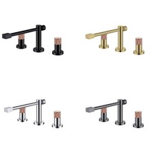 3pcs Basin Mixer Tap Deck Mounted Bathroom Taps Brass Two Handles Sink Faucet