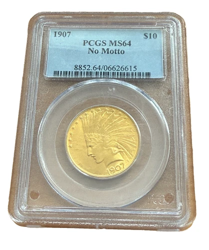 US 1907 Gold $10 10 Dollars Indian Head PCGS MS64 No Motto