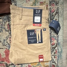 Gap Slim Fit Twill Stretch 5-Pocket Beige Casual Pants Men's Size 34x30