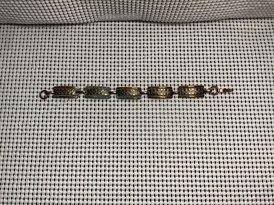 Vintage  Solid Copper Panel Link Bracelet 7  Long - As Found