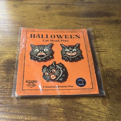 Creepy Co. Beistle Vintage Halloween Scratch Cat Enamel Pin 3-Piece Set NEW 2020