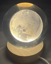 3D Laser Engraved Moon Design Small Crystal Ball Paperweight 3in.  L3