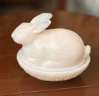 Vintage L.E. Smith Pink Milk Glass Bunny Nest Dish  For Martha Stewart Easter