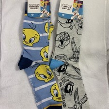 Warner Bros Looney Tunes Unisex Novelty Crew Socks 9-13 Bugs Tweety