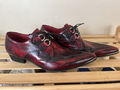 Jeffery West Muse Patent Leather Winklepicker Shoes Pointed Derby Cuban Heel Sz