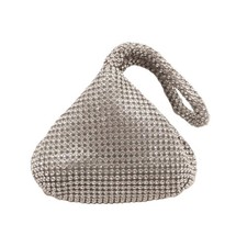 Womens Silver Triangle Rhinestone Evening Clutch Bag Shiny Wristlet Handbag