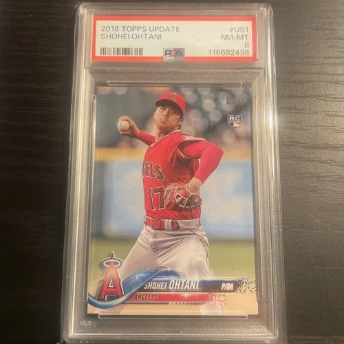 2018 Topps Update Series - Shohei Ohtani #US1 Pitching, Red Jersey (RC) PSA 8