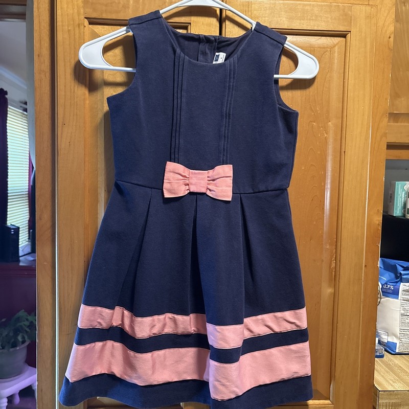 Girls Janie And Jack Sleeveless Navy & Pink Dress Size 8