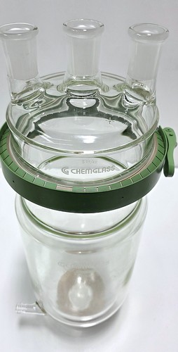 CHEMGLASS 4000mL Reaction Vessel, Cylindrical, Jacketed , with 3 Neck Lid 29/42
