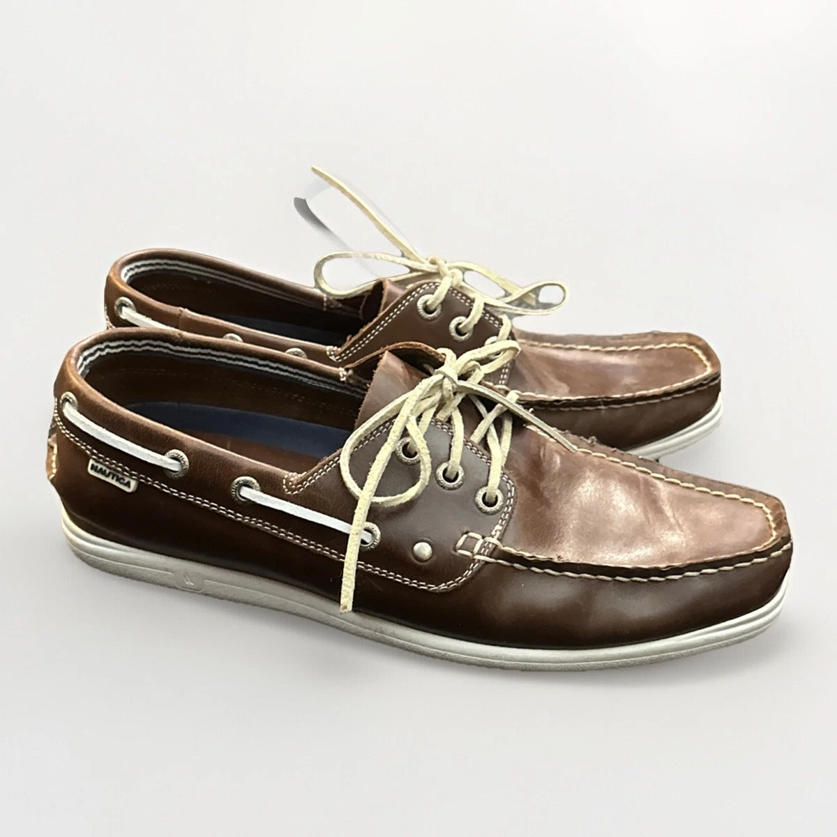 Nautica Nueltin Brown Leather Dress Casual Lace Up Deck Loafers Shoes Men\'s 11 Nautica Men main image 2