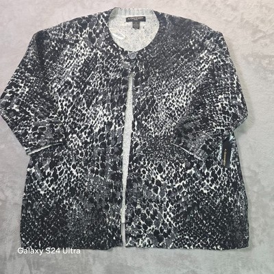 A. Giannetti Cardigan Sweater Womens 3X Multicolor Snakeskin Print Button Front