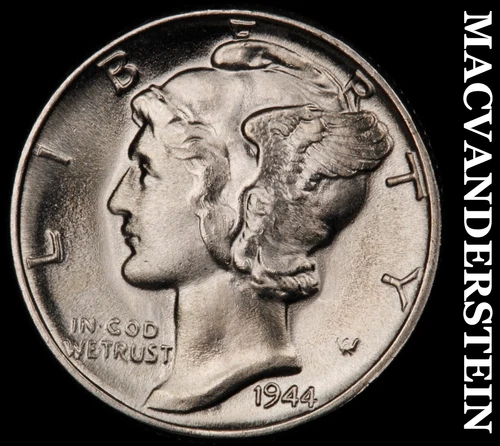 1944 Mercury Dime- Silver- Choice Gem Brilliant Unc++++ Luster No Reserve #J3536