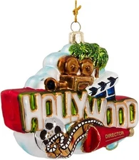 Kurt Adler Glass Hollywood Sign Ornament, 5-Inch