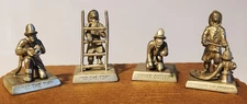 Firefighter Figures Vintage 1985 Rawcliffe Pewter Miniature Fireman Set of 4