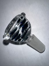 14mm Glass slide bowl Water Pipe Tobacco Bong Head Piece Black Stripes - 3 Nubs