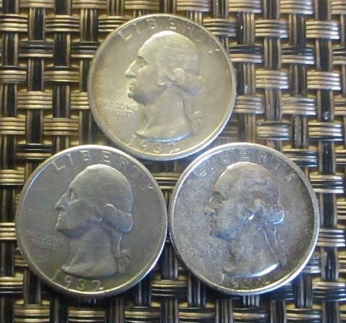 1932 Washington Quarter all three mints P,D,S Various details.