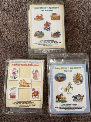 #ad Lot of 3 Dalco EasyStitch Appliqué Kits Horses Country Living Fall Sew Discs $16.75