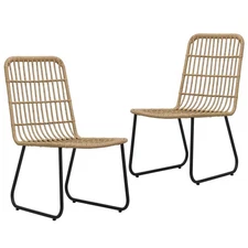  Garden Chair Set of 2 Oak and Black PE Rattan Standard Tough