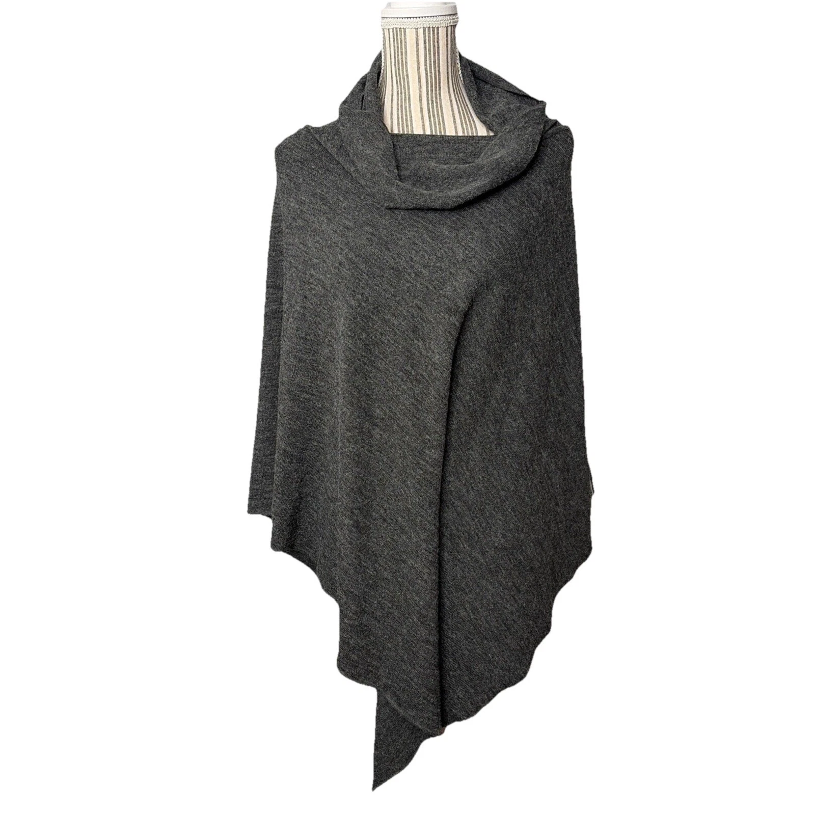 KAVU “Pretty Poncho” Solid Charcoal Pullover One Size OSFA Cover Up Warmth Cozy