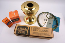 Aladdin Brass Oil Lamp Parts Lot – Model 23 Base, Burner, Mantle, Lox-On Chimney