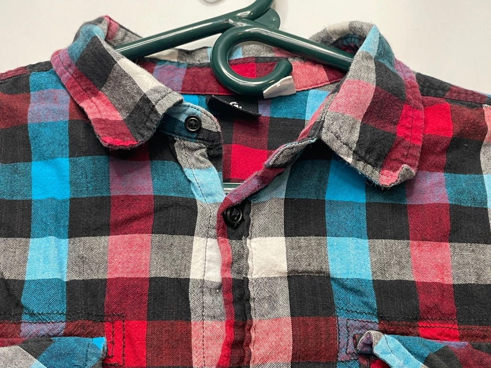 BDG shirt mens medium button long sleeve plaid checkered red blue - Image 2 of 4