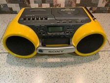 Sony ESP Sports CFD-980 Water Resistant Radio CD Cassette Yellow Boombox Works