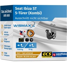 ANHÄNGERKUPPLUNG für Seat Ibiza 6J ST 15-17 starr WESTFALIA +7pol E-Satz ABE