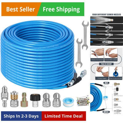 #ad 100 FT for Pressure Washer 5800PSI Water Jet Drain Cleaner Hose 1 4 Inch NP... $97.82