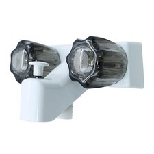 Mobile Home RV Tub Shower Faucet, Smoke Double Handles, 4" on Center, White