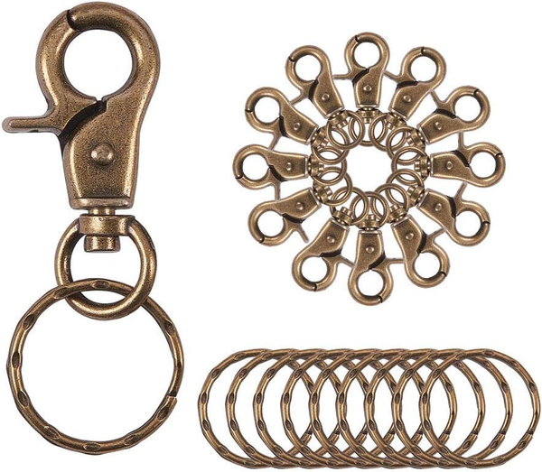 Karabinerhaken 10 StüCk Bronze SchlüSselanhäNger Eisen Swivel Lanyards Trigger-image