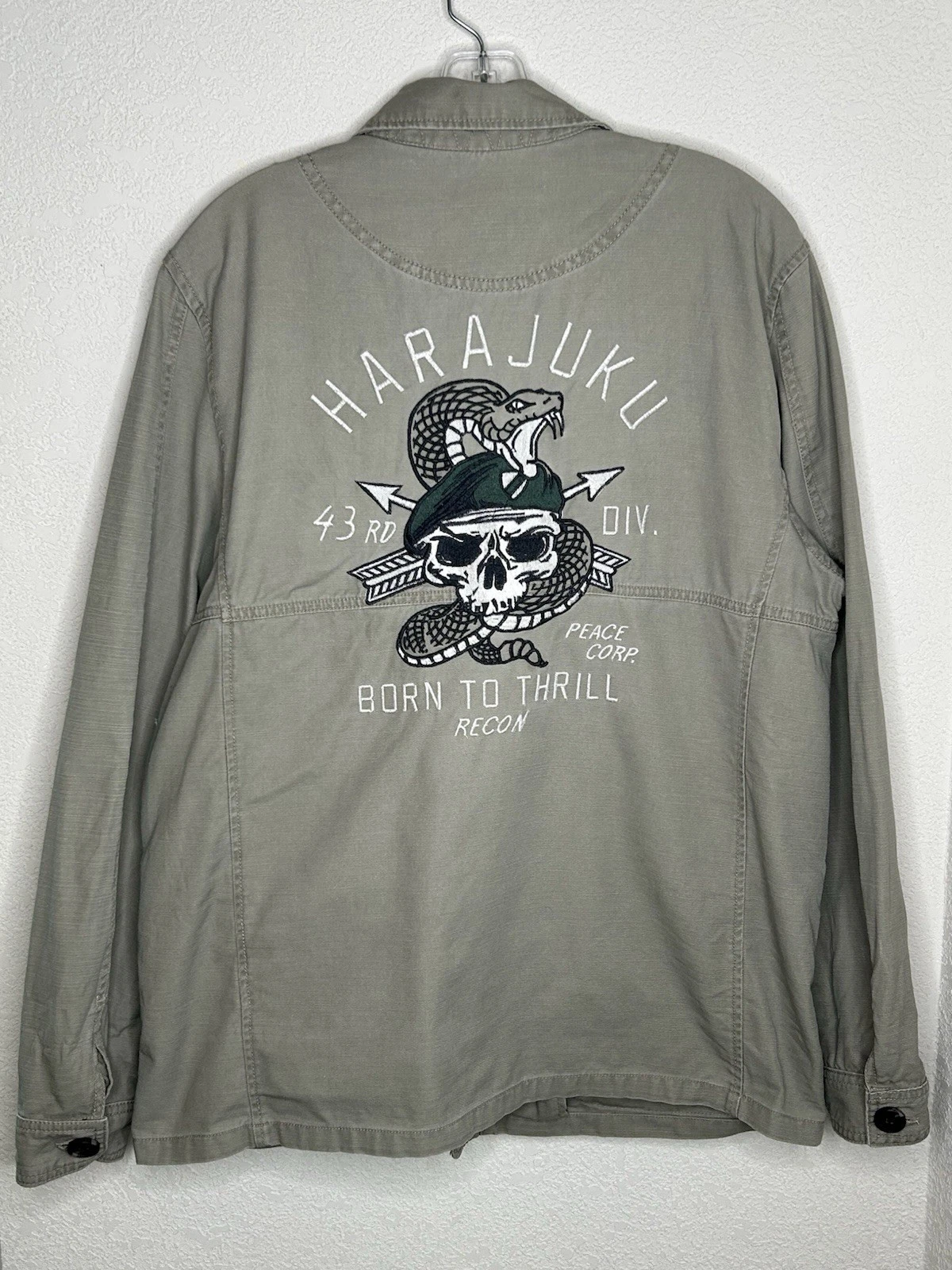 Cotton On Utility Surplus Jacket Mens Medium Harajuku Field Jacket Cargo Skull - product detail image 1