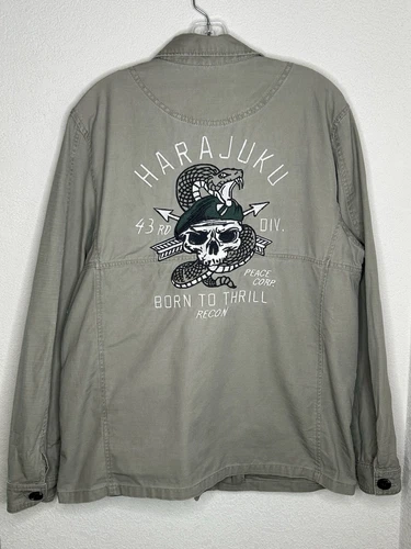 Cotton On Utility Surplus Jacket Mens Medium Harajuku Field Jacket Cargo Skull - product listing photo
