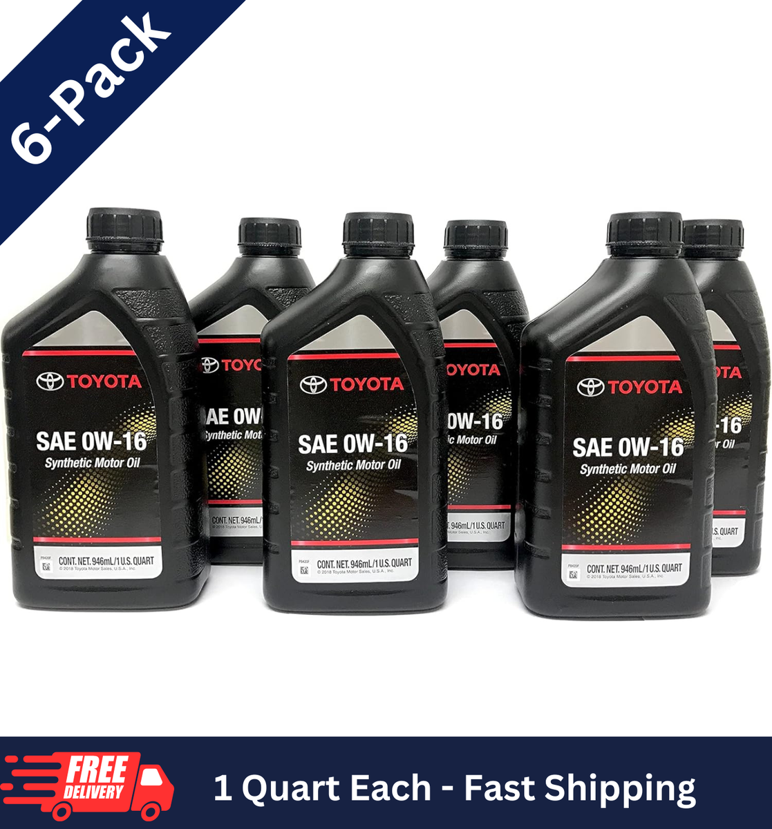 6 Quart Genuine SAE 0W-16 Synthetic Motor Oil For Toyota Vehicles