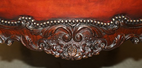 EXQUISITE ANTIQUE CIR 1840 HAND CARVED LIONS HEAD CHESTERFIELD LIBRARY ARMCHAIR - Picture 12 of 24