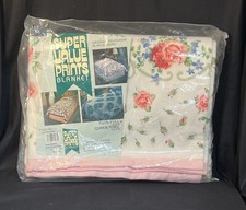 NEW Vintage Blanket Twin /Full 72" x 90" Roses In original Packaging