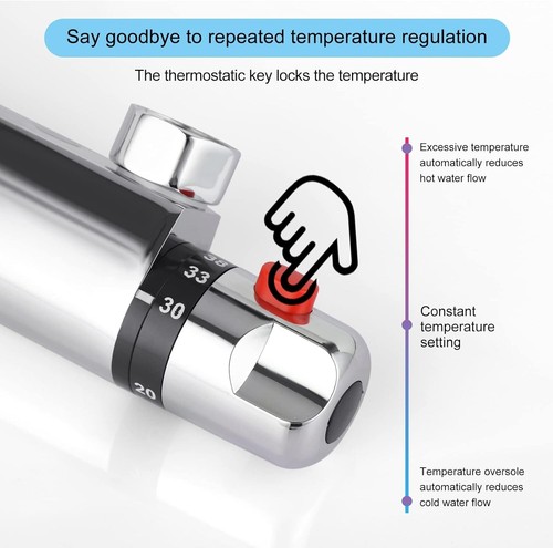 Duschset XXL Quadratisch Regen Duschkopf und Thermostat Duschmixer Bar. - Bild 10 von 11