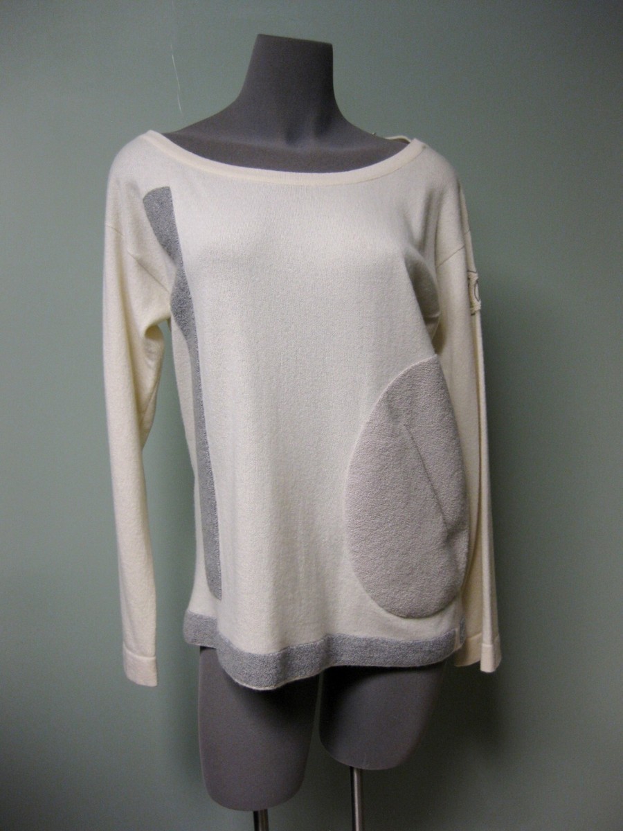 トップス CHANEL $2055 Chanel AUTH NEW CC Terry Logo Arm Applique Pocket Top 38 13P