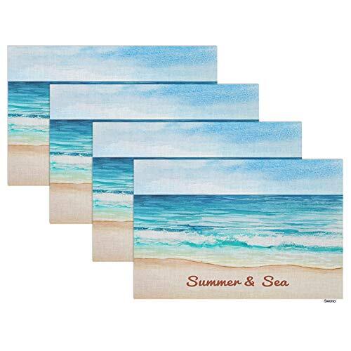 Summer and Sea Beach PlacematsGolden Beach and Blue Sea Place Mats Home Decor... - Picture 1 of 6