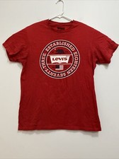 Levis Strauss Sz Medium T Shirt Short Sleeve 100 Cotton Crew Neck Red