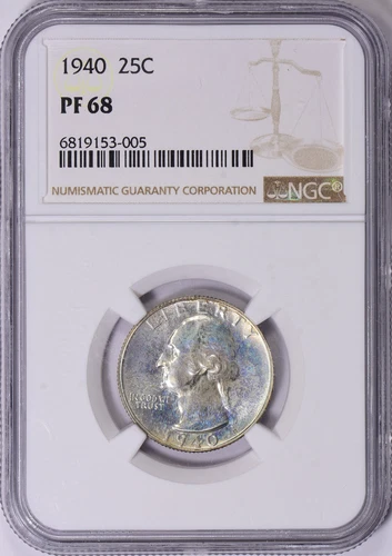 $7750 Guide: 1940 Washington Quarter NGC Proof-68 Lot #663