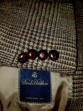 BROOKS BROTHERS Brown Green Blue Plaid Tweed 43R Blazer Jacket Sport Coat Italy