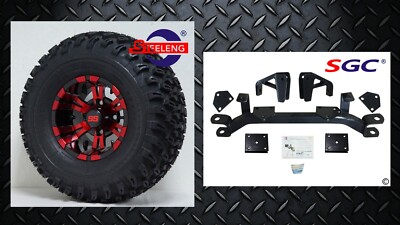 EZGO Medalist/TXT/PDS GAS GOLF CART 4'' LIFT KIT + 10'' WHEELS and 22'' AT TIRES 