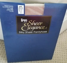 Panty Hose Leggs Control Top Vintage NOS Sz AB Silky Sheer Toe Nude 1998 New 