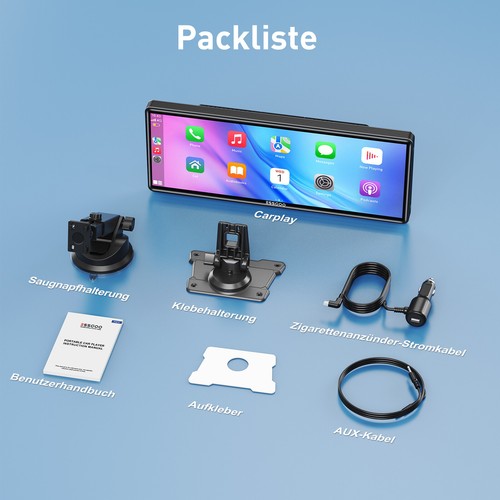 10,26'' Autoradio Tragbarer Apple Carplay Android Auto Bluetooth AUX USB +Kamera - Bild 13 von 14